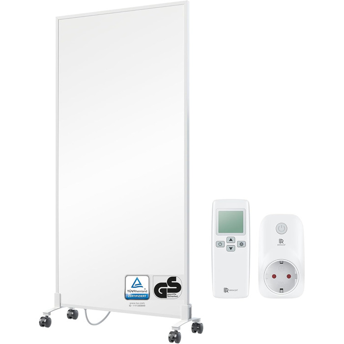 Інфрачервовий обігрівач BR Bringer Standgerät - енергозберігаючий, мобільний, на ніжках з роликами, 1000 Вт, 5 років гарантія, німецька якість, білий колір