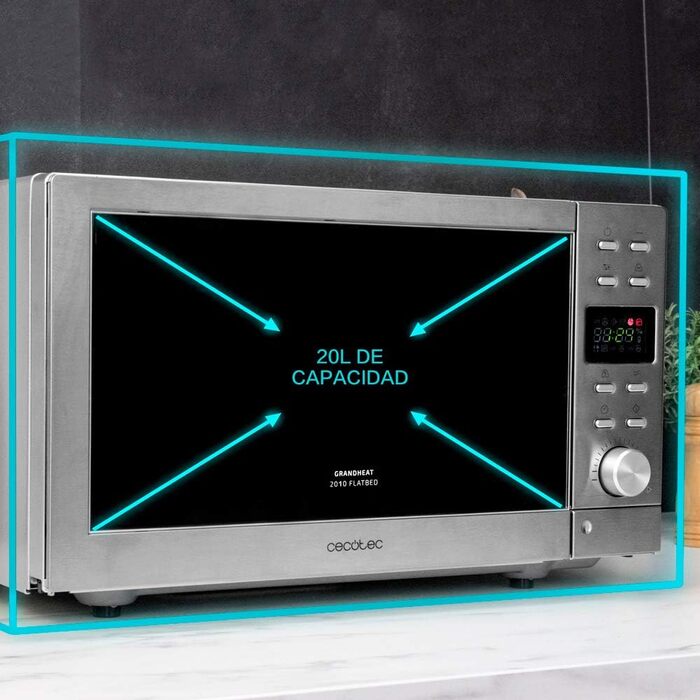 Мікрохвильова піч Cecotec GrandHeat 2500 Flatbed Touch White 800 Вт, 20 л, сенсорне керування, 8 програм, нержавіюча сталь