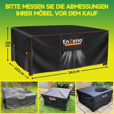 Чохол для садово-патіо меблів Enzeno, 242x182x100 см, водовідштовхуючий, 420D Oxford, захист від зими, для саду та тераси