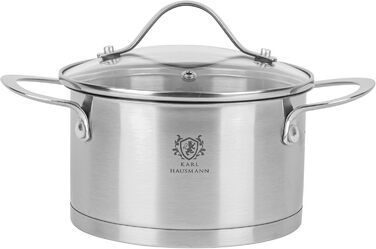 Нержавіюча каструля Karl Hausmann 3.6L, Ø 20 см - каструля для індукційних плит та всіх типів плит з кришкою, суповий та паста-топ, нержавіюча сталь