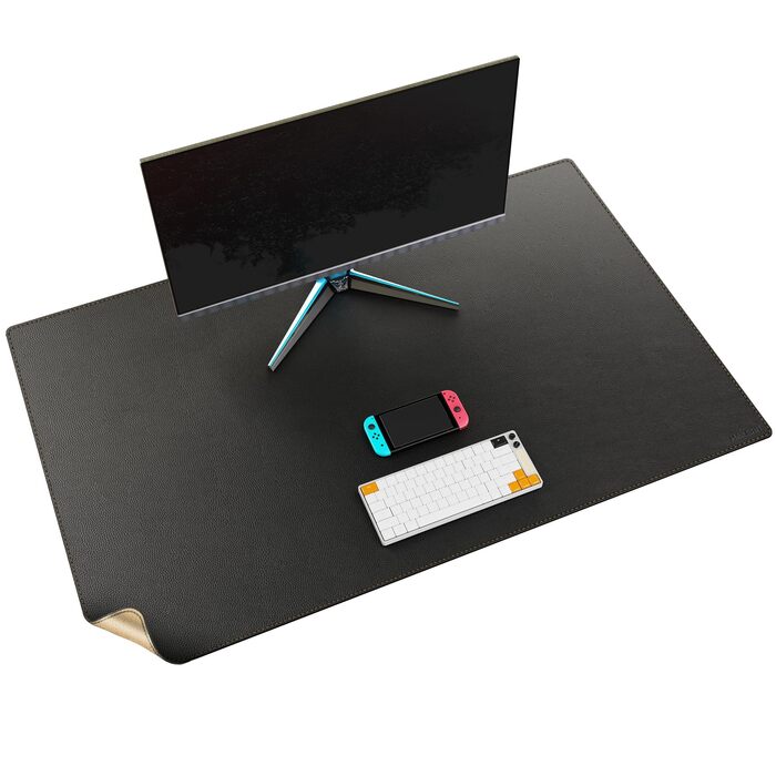Килимок на стіл MAIDERN XXL 110x70 см — двосторонній килимок для миші зі шкіри та корка, водонепроникна протиковзаюча підкладка для офісу, дому та геймінгу, чорний