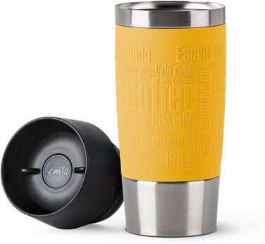 Термокружка Emsa Travel Mug Classic 360 ml, жовта, з рукавом, Quick-Press, 360° відкриття