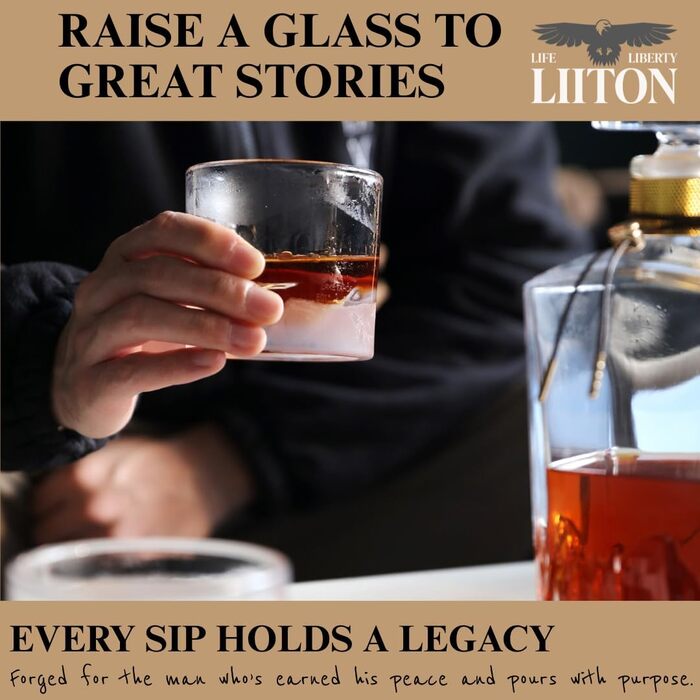 Набір склянок для віскі LIITON American Peaks Kristall, 4 шт., 300 мл, для охолодження, ідеальний подарунок для чоловіків