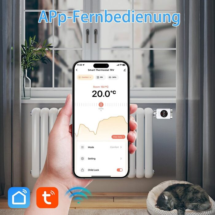 Розумний термостат для радіатора SALCAR TRV801W WiFi LCD, сумісний з Alexa та Google Home, Tuya Smart, без шлюзу