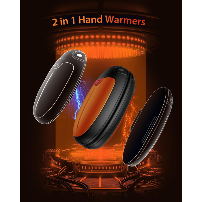 Електричні грілки для рук VTHW, набір 2 шт. - 20 годин тепла, USB, 3 температурні режими, для спорту та Raynaud's, помаранчевий