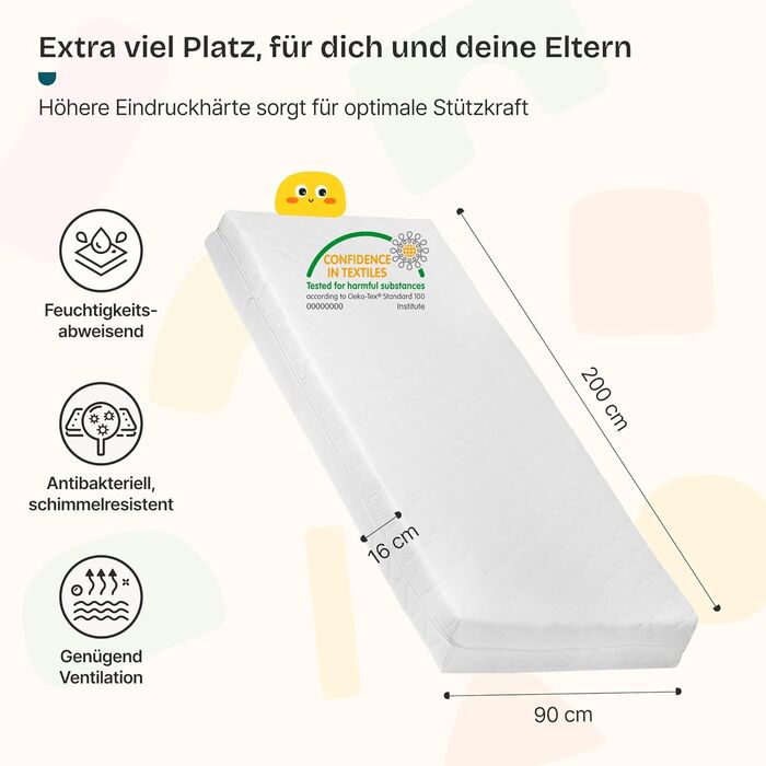 Дерев'яне ліжко-дитяче Treviolo від en.casa: ліжко-хаузмайстер з захистом від падіння, ламелі, монтессорі, для дітей, біле, з матрацом