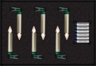 LED свічки для ялинки Lumix® SuperLight Flame, 6 шт., 9 см, тепле біле світло, розширений набір