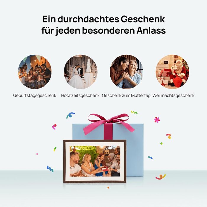 Цифровий фоторамка ARZOPA 15.6 дюймів з безлімітним хмарним сховищем, віддаленою передачею фото та відео, FHD сенсорним екраном. Ідеальний подарунок! Модель D15 (Коричневий)