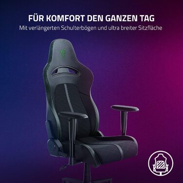 Геймінговий крісло Razer Enki X - комфорт на весь день (підтримка попереку, широке сидіння, оптимізована щільність, нахил до 152°) Зелений | Стандарт