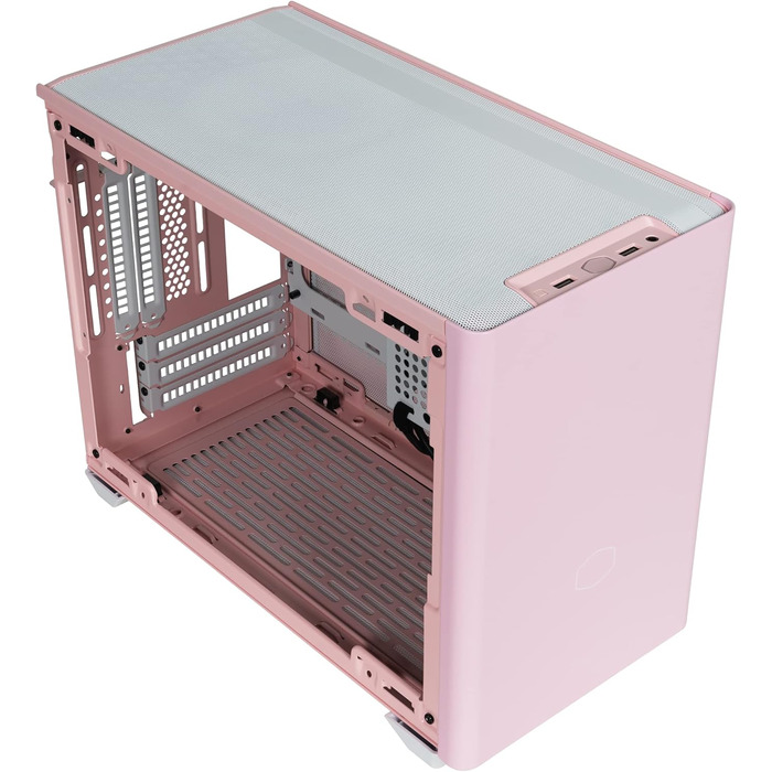 Корпус для ПК Cooler Master MasterBox NR200P Mini-ITX, загартоване скло, відмінне охолодження, вертикальне розташування відеокарти, безінструментальний доступ, рожевий Flamingo