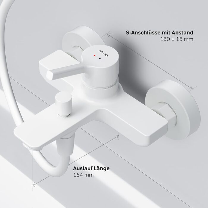 Змішувач для ванни AM.PM X-Joy чорного матового кольору з виливом, одноручний, для ванни та душу, FXA10022