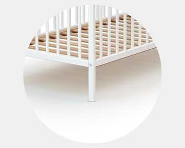 Дитяче ліжко Webaby з натурального буку 60x120 см, збірне, з регульованим дном та бортиками | Від народження | Комфортний сон