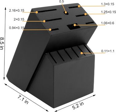 Підставка для ножів RedCall: велика бамбукова підставка без ножів, 14 слотів, універсальна, для кухні (чорна)