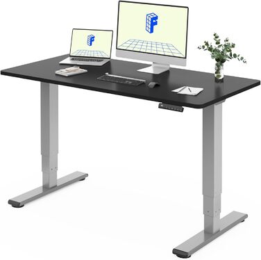Електричний регульований стіл FLEXISPOT 120x80 см з подвійним мотором - ергономічний стоячий стіл для дому та офісу, 100 кг, тиха робота (<50 дБ), сірий + чорний