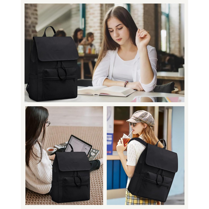 LOVEVOOK Рюкзак для жінок, 15.6 дюймів, рюкзак для школи, підлітки, водонепроникний, дівчатка, легкий, з відділенням для ноутбука, для подорожей, роботи, університету, повсякденного використання (17.3 дюйма, Чорний)