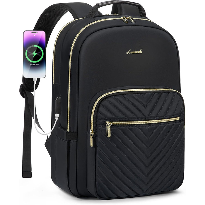 LOVEVOOK Рюкзак для жінок, великий, 15.6 дюймів, для ноутбука, водонепроникний, шкільний, для дівчаток-підлітків, чорний, елегантний, для роботи, для школи, університету, подорожей, 15.6 дюймів, A-чорний