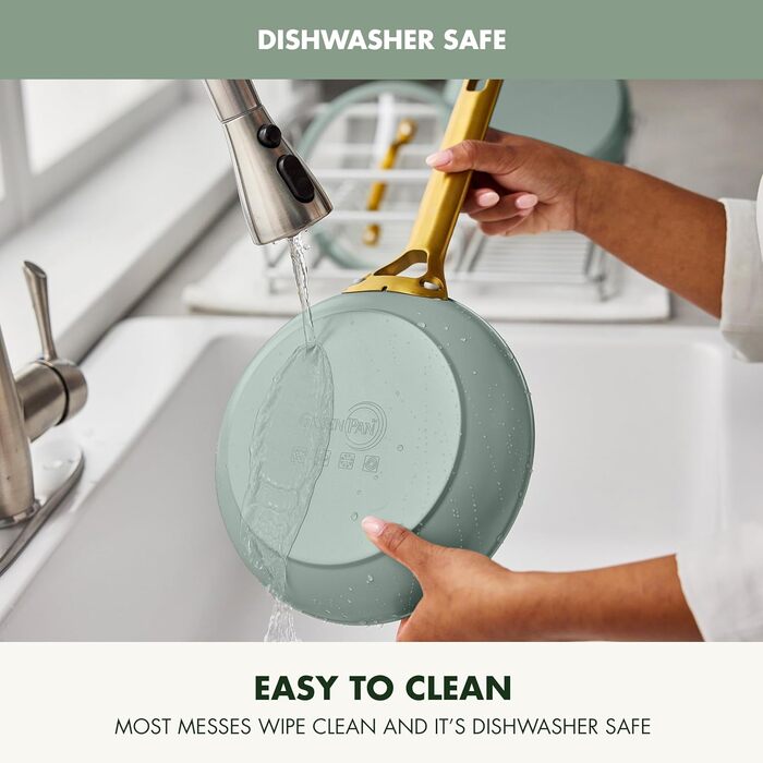 Набір сковорідок GreenPan з антипригарним покриттям, 25.4 см та 30.5 см, кераміка, нержавіюча сталь, посудомийні, для плити та духовки, моховий колір