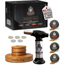 Комплект для копчення коктейлів SmokeTop з тріскою вишні, гікорі, клена та дуба – для коктейлів, віскі та бурбону