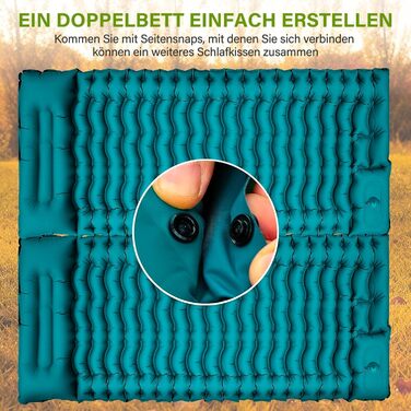 Кемпінговий надувний килимок Yuzonc з вбудованим насосом та подушкою, компактний легкий матрац для походу та пляжу (Темно-зелений)