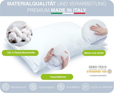 Дитяча подушка Dilamababy 40x60 см - ергономічна, з регульованою висотою, з волокнами, преміум-бавовна Percal, гіпоалергенна, антимікробова, для прання
