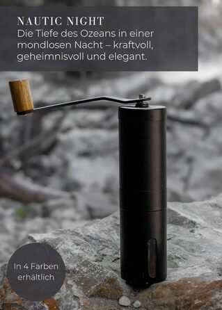 Ручна кавомолка Lambda Coffee з нержавіючої сталі та керамічним жорном | Для еспресо та інших сортів кави | З регулюванням ступеня помолу | Nautic Night