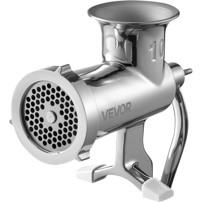 М'ясорубка ручна VEVOR з нержавіючої сталі 304, насадки 4.5/8 мм, для фаршу та ковбас, срібляста (#10)