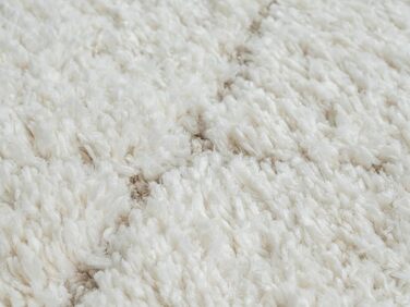 Круглий килим The carpet Bahar Shaggy 160 см кремово-сірий з ромбом