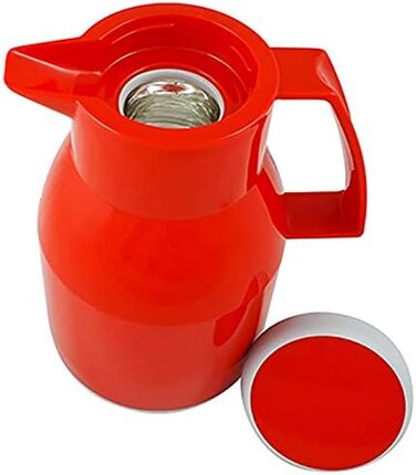 Термос Wash Thermoskanne 1L, 6 годин, червоний: зберігає напої гарячими та холодними, щільний кришка, для миття в посудомийній машині, подвійні стінки