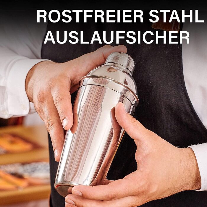 Набір шейкерів для коктейлів Zulay з нержавіючої сталі 700 мл (6 шт.) – шейкер, джиггер, стік та ложка для змішування – для Маргарити та інших коктейлів