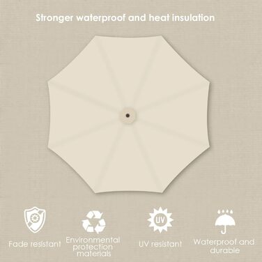 Садова парасолька від сонця Alu Ampelschirm з рукою-курбом, діаметр 300 см, бежева, з UV-захистом та водовідштовхувальним покриттям