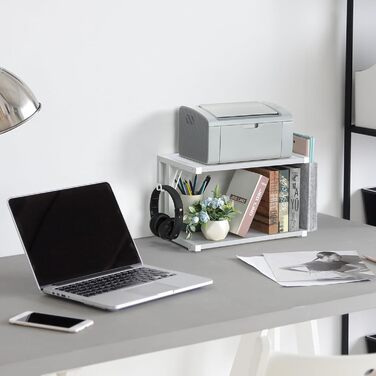 Друкерний стіл Shinoske з 2 рівнями, ролик з дерева та металу, 45x29x33 см. Підходить для принтера, сканера, факсу, офісу та дому