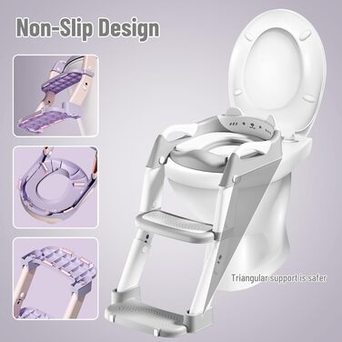 Дитячий унітаз-сходи 3-в-1 з поручнями, регульований по висоті, сірий. Тренажер для привчання до горщика