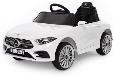 Дитячий електромобіль Mercedes CLS 350 AMG, ліцензія, 12V, шкіряні сидіння, пульт, MP3, білий