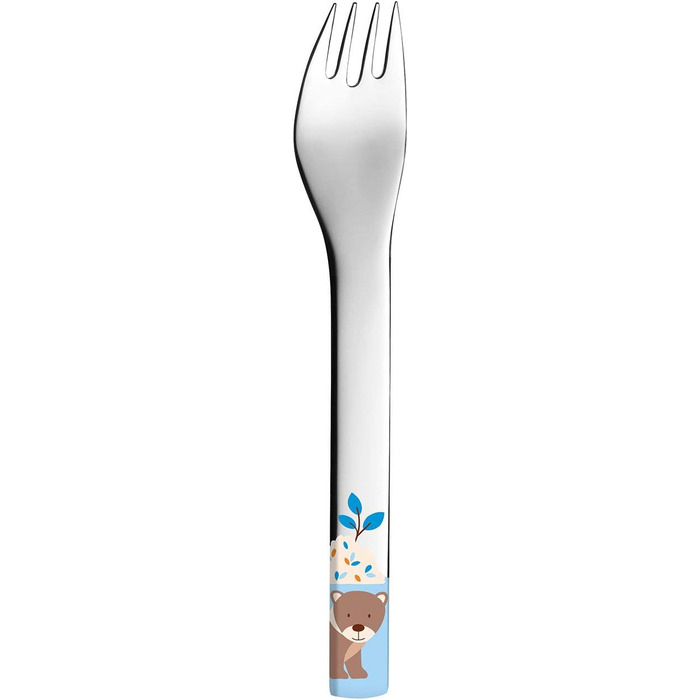 Дитячий ергономічний набір столових приборів Puresigns (4 шт.) з нержавіючої сталі 18/10 – Безпечний та довговічний – Мотиви лісових тварин (ведмедик, барсук, кабан) – Можна мити в посудомийній машині – Ідеально для малюків та тих, хто вчиться їсти
