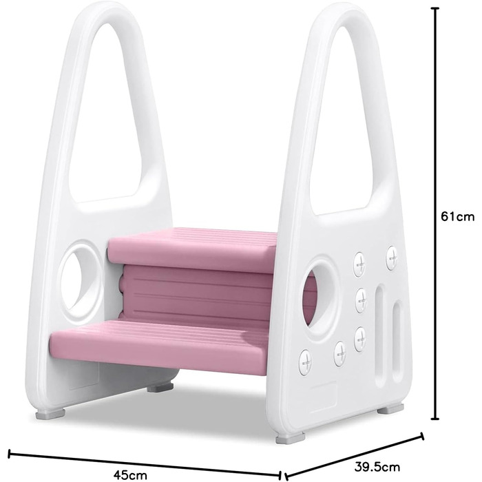 Тритх-стілець для дітей LZQ Kinder Tritthocker: 2 сходинки, піраміда, антиковзкий, пластик, рожевий (2-5 років)