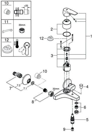 Змішувач для ванни Grohe BauFlow, настінний монтаж, хром, однорегулювальний