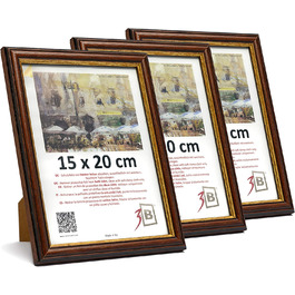Рамка для фотографій барі сільський темно-коричневий-229 ,7 см (А4) - Дерев'яна рамка, фоторамка, портретна рамка з акриловим склом (15 х 20 см-3 упаковки), 3-