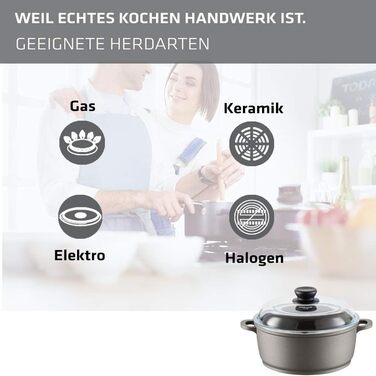 Каструля Berndes Bonanza з кришкою з термостійкого скла, силіконовими ручками, антипригарним покриттям, 2.3 л, чорна (16 см, Classics)