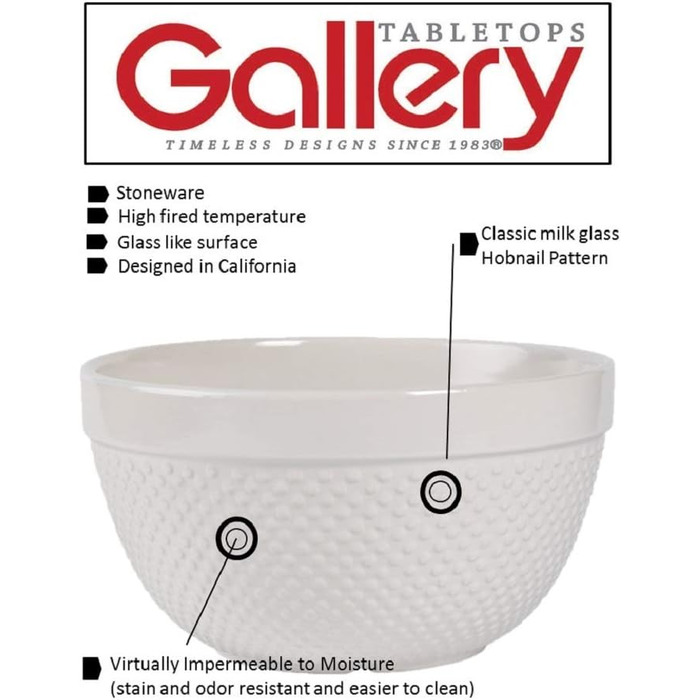 Набір з 4 мисок для випічки та приготування їжі TTU Gallery Hobnail, класичний білий фарфор