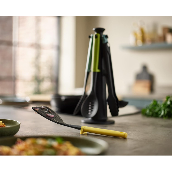 Набір кухонних аксесуарів Joseph Joseph Duo (5 шт) з підставкою, силіконові ручки, термостійкий, Opal