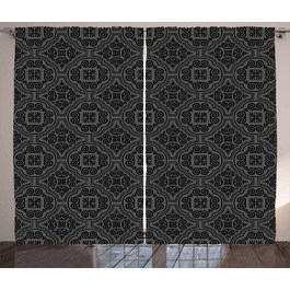 Рустикальна штора, бароко, універсальна стрічка, 280x175 см, чорно-сіра