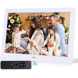 Цифровий фотомонтаж 10.1 дюйма, IPS, 1280x800, USB/SD, фото/музика/відео, календар, будильник, настінний монтаж, білий