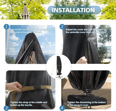 Захисний чохол для подвійного парасоля VANSHEIM, діаметр до 400 см. Водонепроникний, захист від УФ-променів. Підходить для парасолів-наметів з ніжкою. Розмір 460x270 см (220x45/70/50 см).