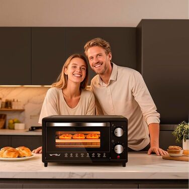 Міні-піч WOLTU 10 л, 800 Вт: піч для піци, тостів, індички, хот-догів. Чорний колір