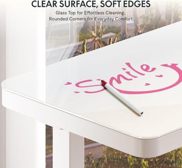 Електричний регульований стіл FLEXISPOT з підняттям, з USB та ящиком, скляна панель 120 x 60 см (сніжно-білий)