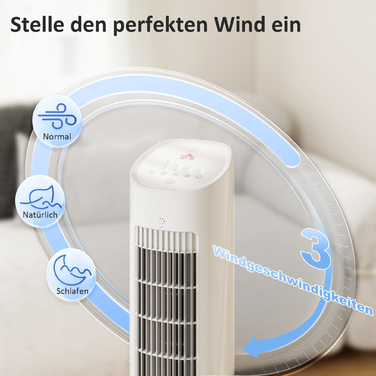 Портативний 3-в-1 вежіподібний охолоджувач повітря з резервуаром для води 3 літри, 3 швидкості та 3 режими, білий