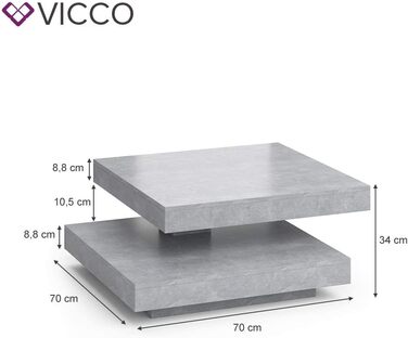 Журнальний столик Vicco Elias ДСП 70х34 см сірий