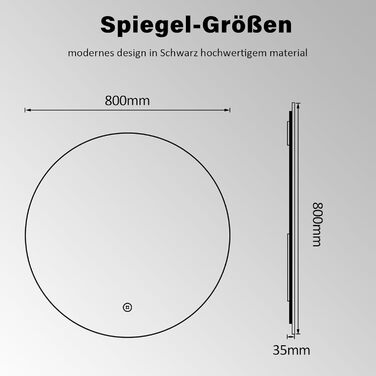 Дзеркало для ванної кімнати LED 40x60 см з підсвіткою, сенсорне керування, 3 кольори світла, IP67, A++, для ванної/вітальні