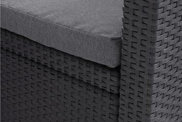 Садовий диван Allibert Victoria 2-місний ротанг сірий з подушками + садовий столик - вуличний, вологостійкий, 129x63x77 см