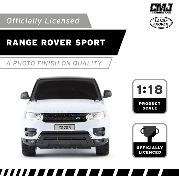 Радіокерований автомобіль CMJ Range Rover Sport 1:18, білий, 2.4 GHz, з робочими фарами, офіційна ліцензія